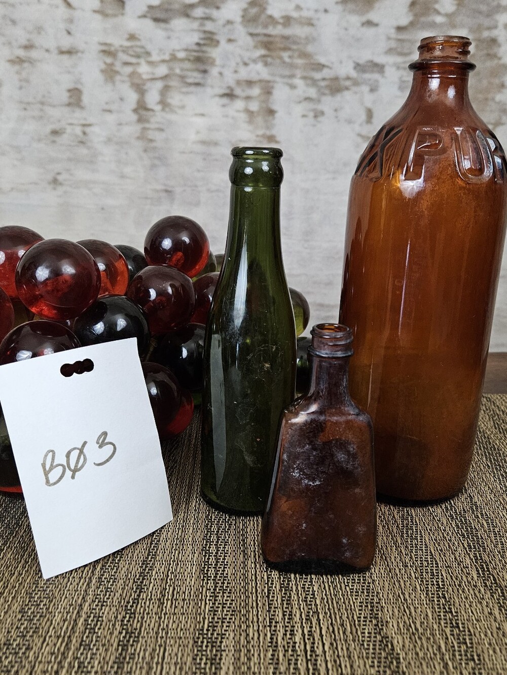 Vintage Glass Bottles Schilling McCormick Purex Vintage Amber Found Objects - Picture 10 of 10